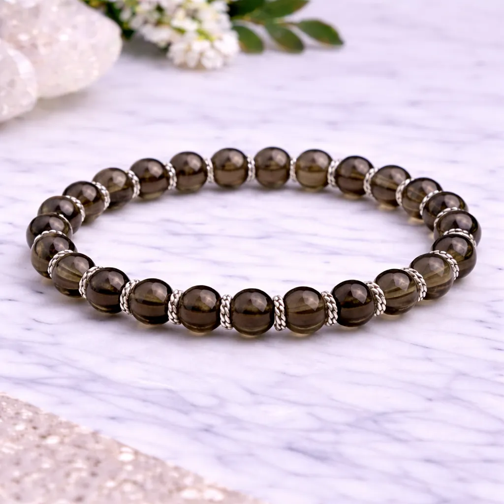 Smoky Quartz 925 Silver Bracelet